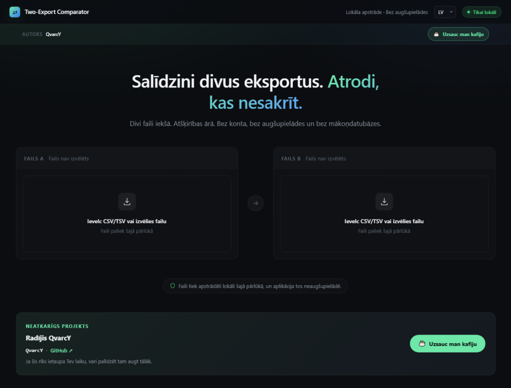 CSV Two-Export Comparator / CSV failu salīdzinātājs